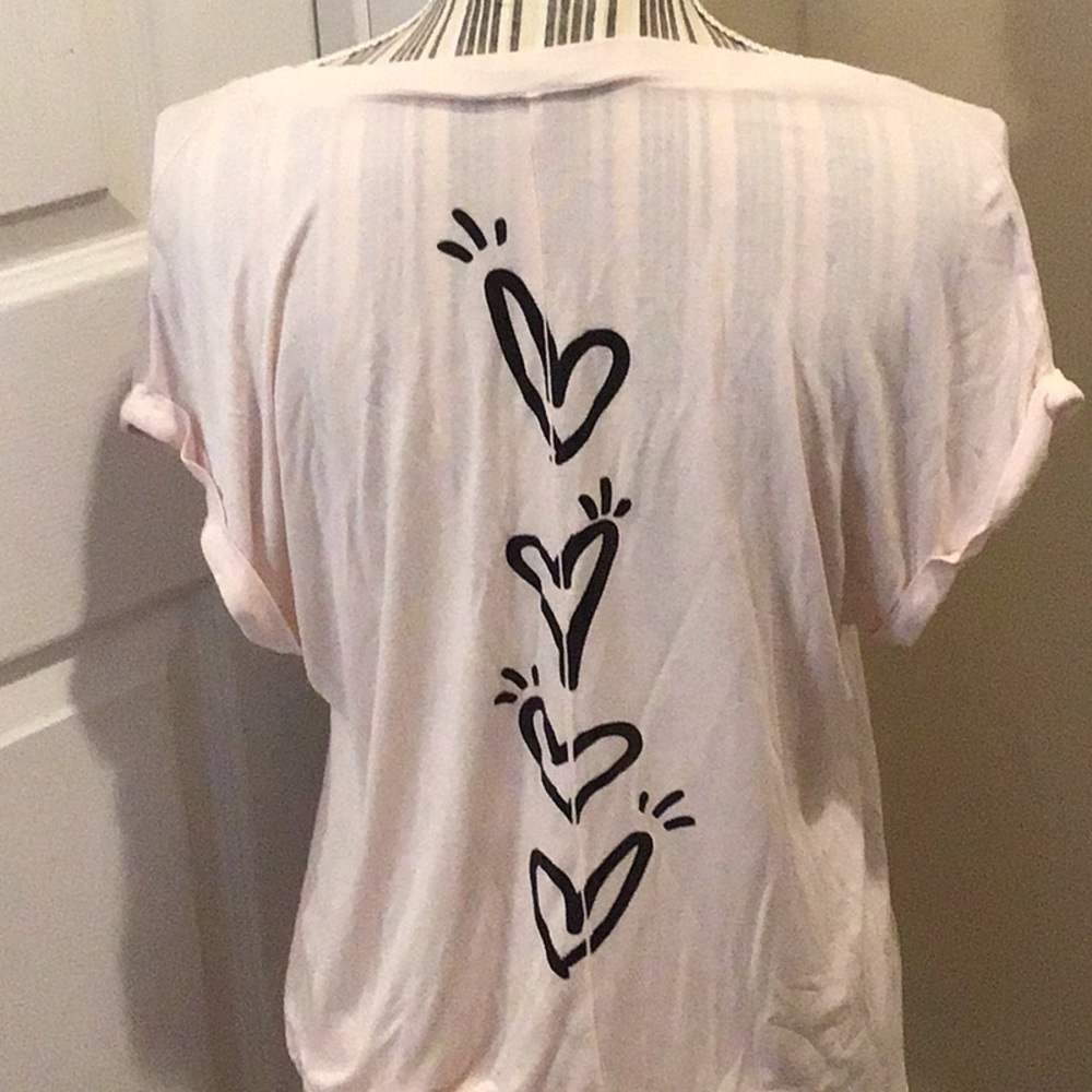 Love Peace & Lazy Days Pink Size Large Love T-shirt - Picture 4 of 5